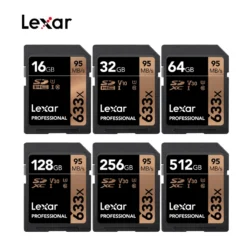Lexar 633x SDHC/SDXC UHS-I Cards 95MB 16GB 32GB 64GB 128GB 256GB 512GB Class 10 Memory SD Card For 1080p full-HD 3D 4K Camera 1