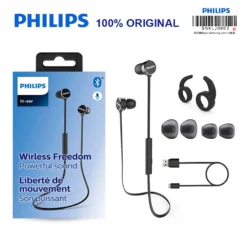Philips TAUN102 Bluetooth In-Ear Headphones with Mic – Wireless Neckband Style Black