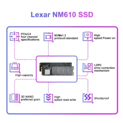 Lexar NM610 Hard Disk SSD for Laptop 250GB 500GB SSD NMVE M2 Hard Drive Professional 3D NAND Solid State Drive 6