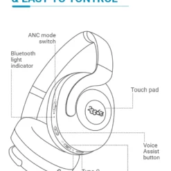 233621 Shell Bluetooth 5.0 Headphones Noise Cancelling Deep Bass Headsets with 60Hours Playing Time 6
