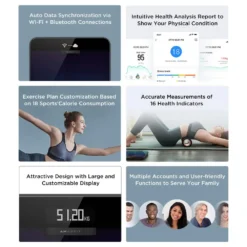 2020 New Amazfit Smart Scale Bathroom Wifi Connect Body Fat Record 180KG Health Report LCD Dot Display 2