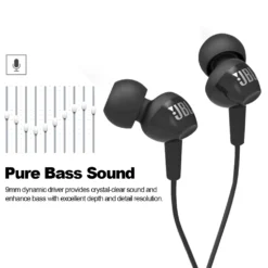 JBL C100Si Original 3.5mm Wired Stereo Earphones Deep Bass Music Sports Headset Running Earphone Hands-free Call with Microphone 6