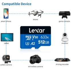 Lexar Micro SD Card New Original 128GB 32GB 64GB 256GB 512GB Memory Card A1 A2 Class10 TF Flash Card for Drone Sport Camcorder 2