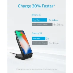 Anker PowerWave Fast Wireless Charger Stand, Qi-Certified,7.5W for iPhone 11/11 Pro/11 Pro Max/XR/XS etc,10W for Galaxy and more 2