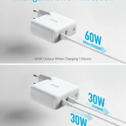 Anker 60W 2-Port USB C Charger, PowerPort Atom PD 2 [GAN Tech] Compact Foldable Wall Charger, Power Delivery for MacBook Pro 5