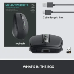 Logitech MX Anywhere 3 Compact Performance Wireless Bluetooth Mouse  4000DPI Customizable Buttons Connect up to 3 devices 4