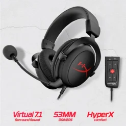 Kingston HyperX Wired Headset Cloud Core+ 7.1 Plus Hifi Surround Sound Gaming Headphones Noise Cancelling Microphone Controller 3