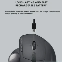 Logitech MX ERGO Wireless Trackball Wireless Bluetooth Mouse Ergonomic with Wireless Receiver 5