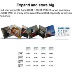 SAMSUNG EVO Plus Micro SD Card 128GB 256GB 512GB A2 V30 SDXC 64GB A1 V10 High Speed Micro SD Memory Card 256GB TF Card Microsd 6