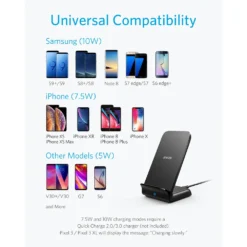 Anker PowerWave Fast Wireless Charger Stand, Qi-Certified,7.5W for iPhone 11/11 Pro/11 Pro Max/XR/XS etc,10W for Galaxy and more 6