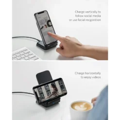 Anker PowerWave Fast Wireless Charger Stand, Qi-Certified,7.5W for iPhone 11/11 Pro/11 Pro Max/XR/XS etc,10W for Galaxy and more 5