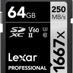 Lexar Professional 1667x 64GB SDXC V60 card front face
