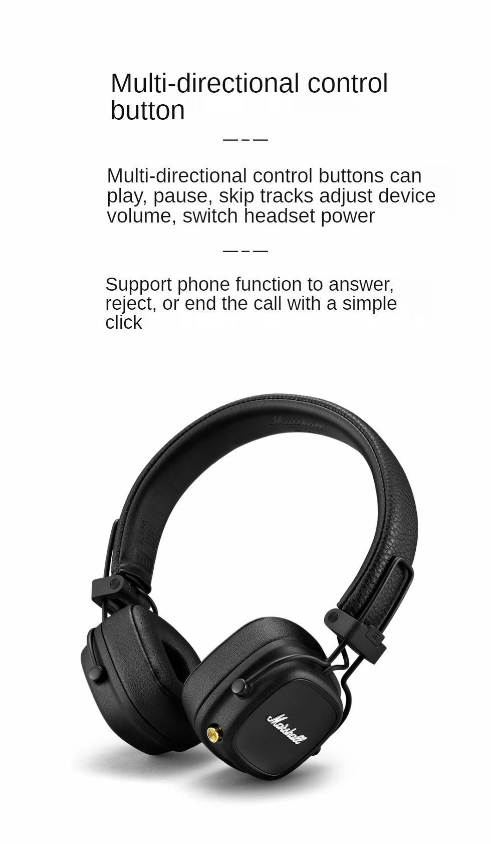 Major IV Over-Ear Bluetooth Headphones – Classic Black – UK Stock 