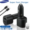 Samsung 60W Car Charger – Dual USB-C & USB-A Super Fast Charging 2.0