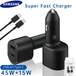 Samsung 60W Car Charger – Dual USB-C & USB-A Super Fast Charging 2.0