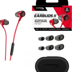 HyperX Cloud Earbuds II – In-Ear Wired Gaming Headset with Mic 3.5mm Red