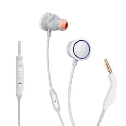 JBL Quantum 50 Wired Gaming Headset – 3.5mm In-Ear Headphones with Mic (White)