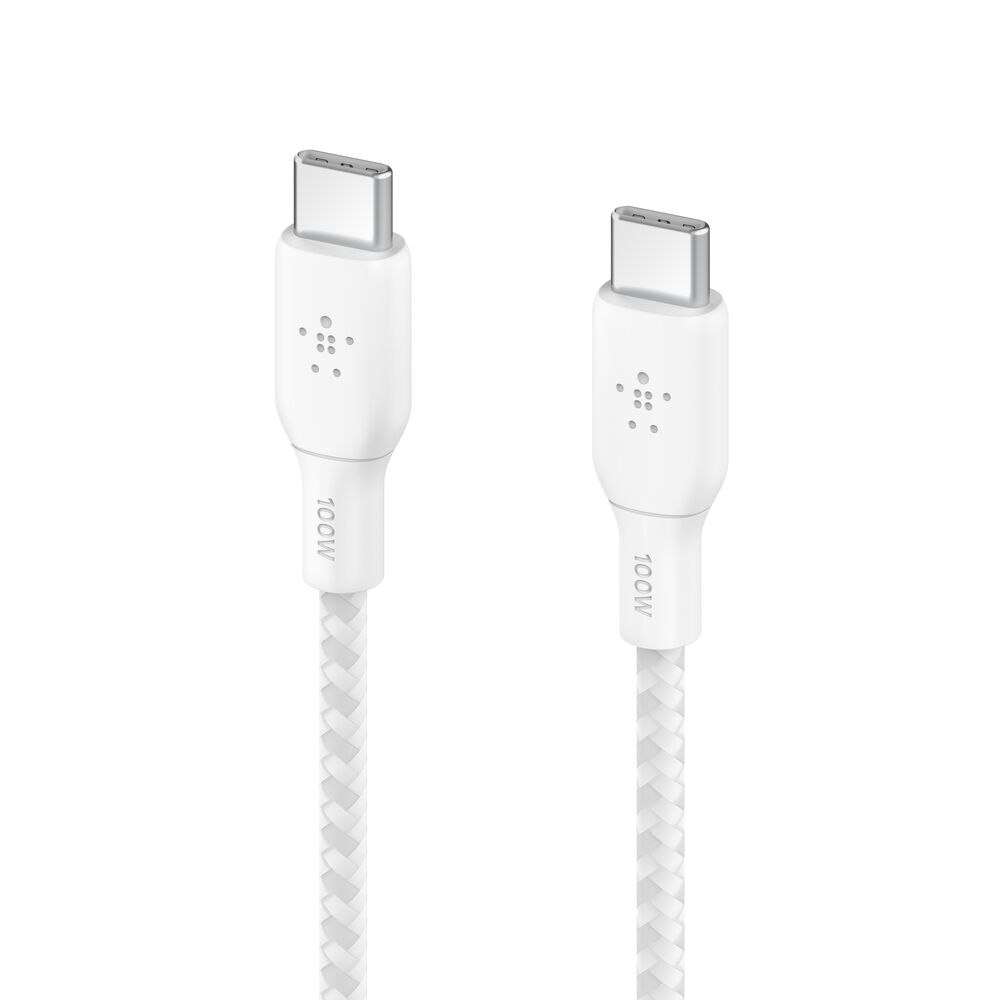 Belkin BoostCharge Braided USB-C to USB-C Cable 100W – 1m White