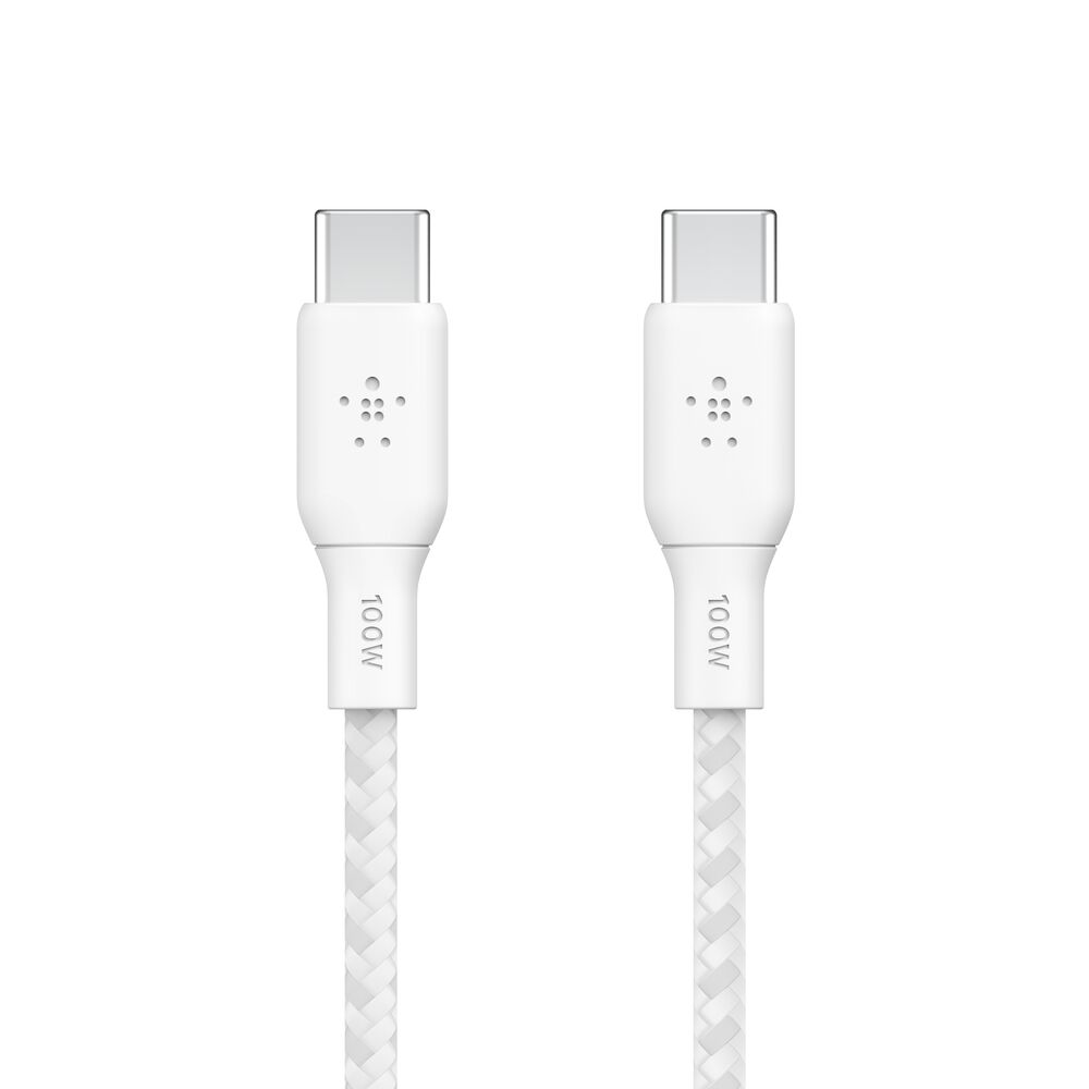 Belkin BoostCharge Braided USB-C to USB-C Cable 100W – 1m White
