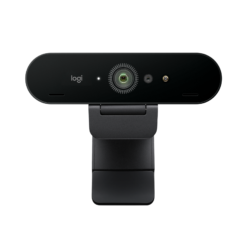 Logitech Brio 4K webcam Graphite front view on monitor mount