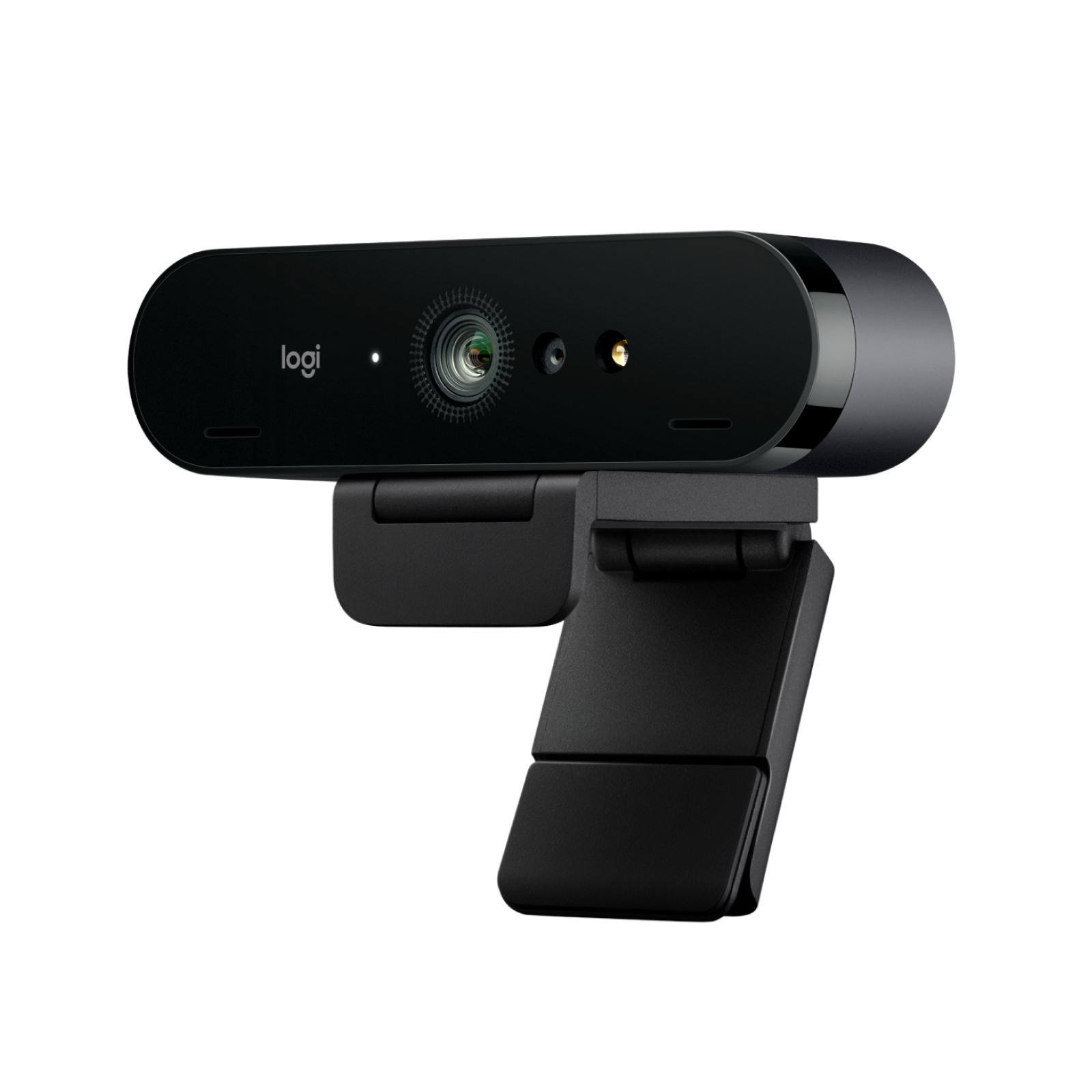Logitech Brio 4K webcam Graphite angled three-quarter view
