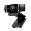 Logitech C922 Pro Stream webcam three-quarter view with monitor clip open