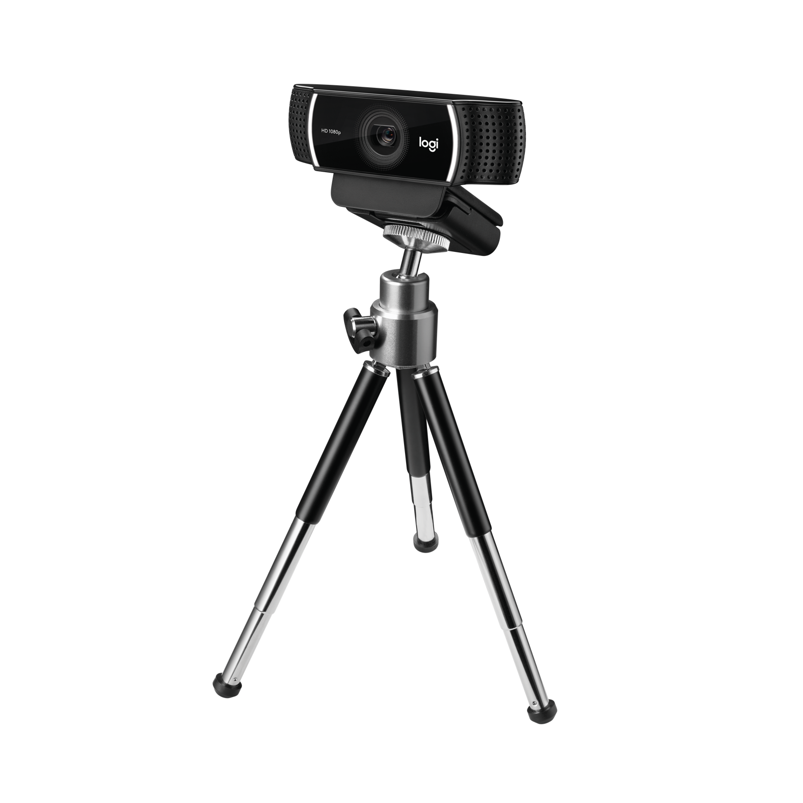 Logitech C922 Pro Stream webcam on the included mini tripod