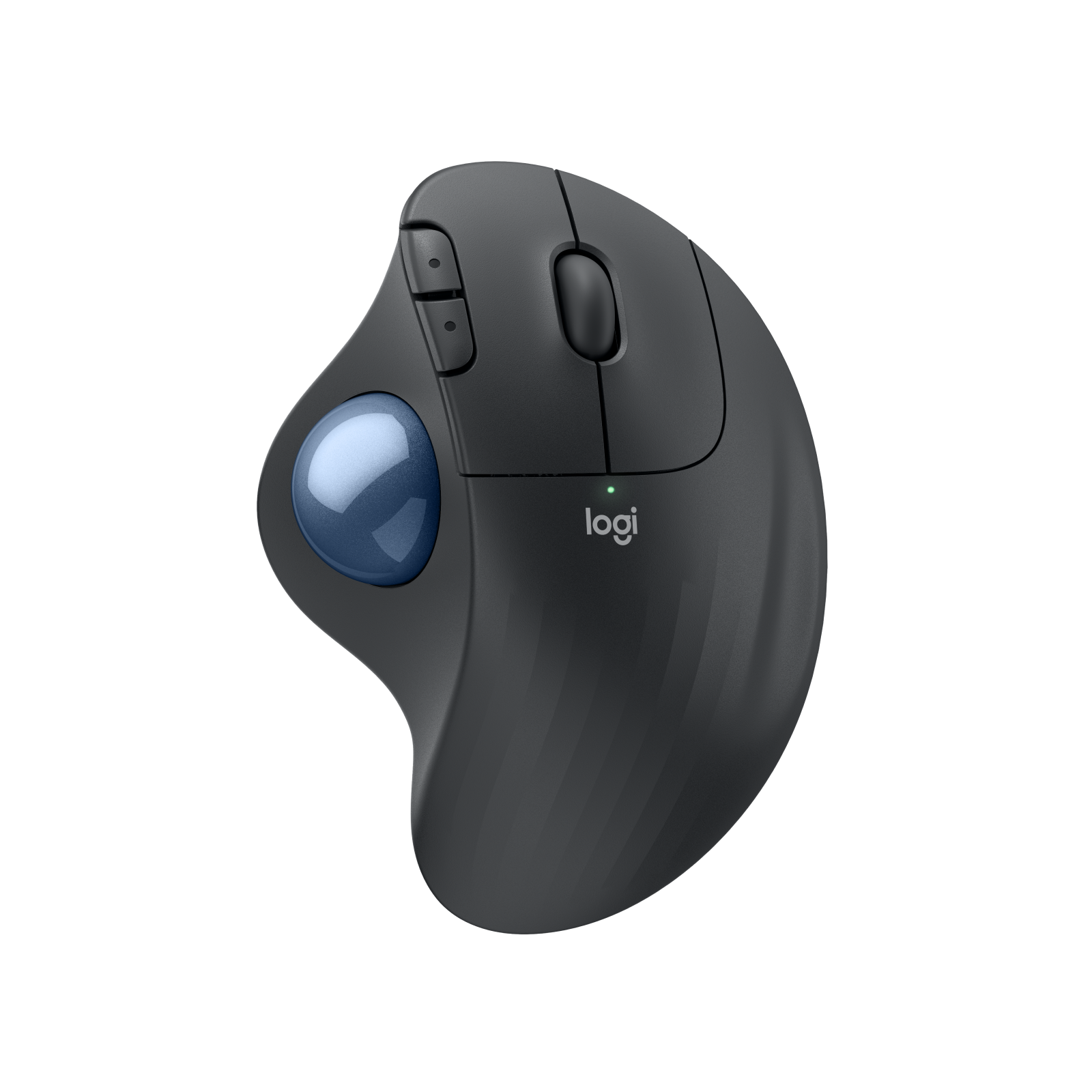 Logitech ERGO M575S Graphite top view with blue trackball