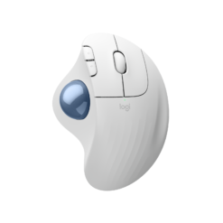 Logitech ERGO M575S Off-White top view with blue trackball