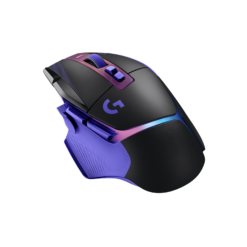 Logitech G502 X PLUS Black/Purple three-quarter rear view