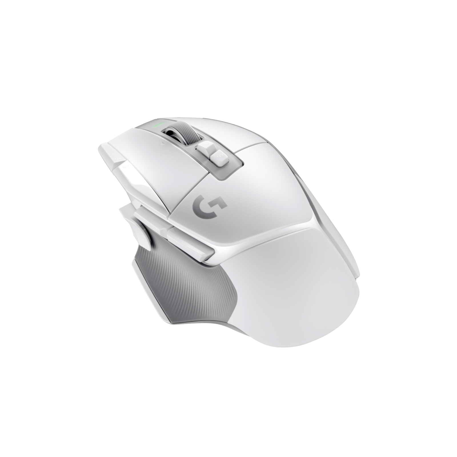 Logitech G502 X LIGHTSPEED White three-quarter view from the thumb side