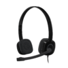 Logitech H151 stereo headset three-quarter front view with boom mic