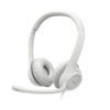 Logitech H390 USB Headset Off-White three-quarter front view with boom mic