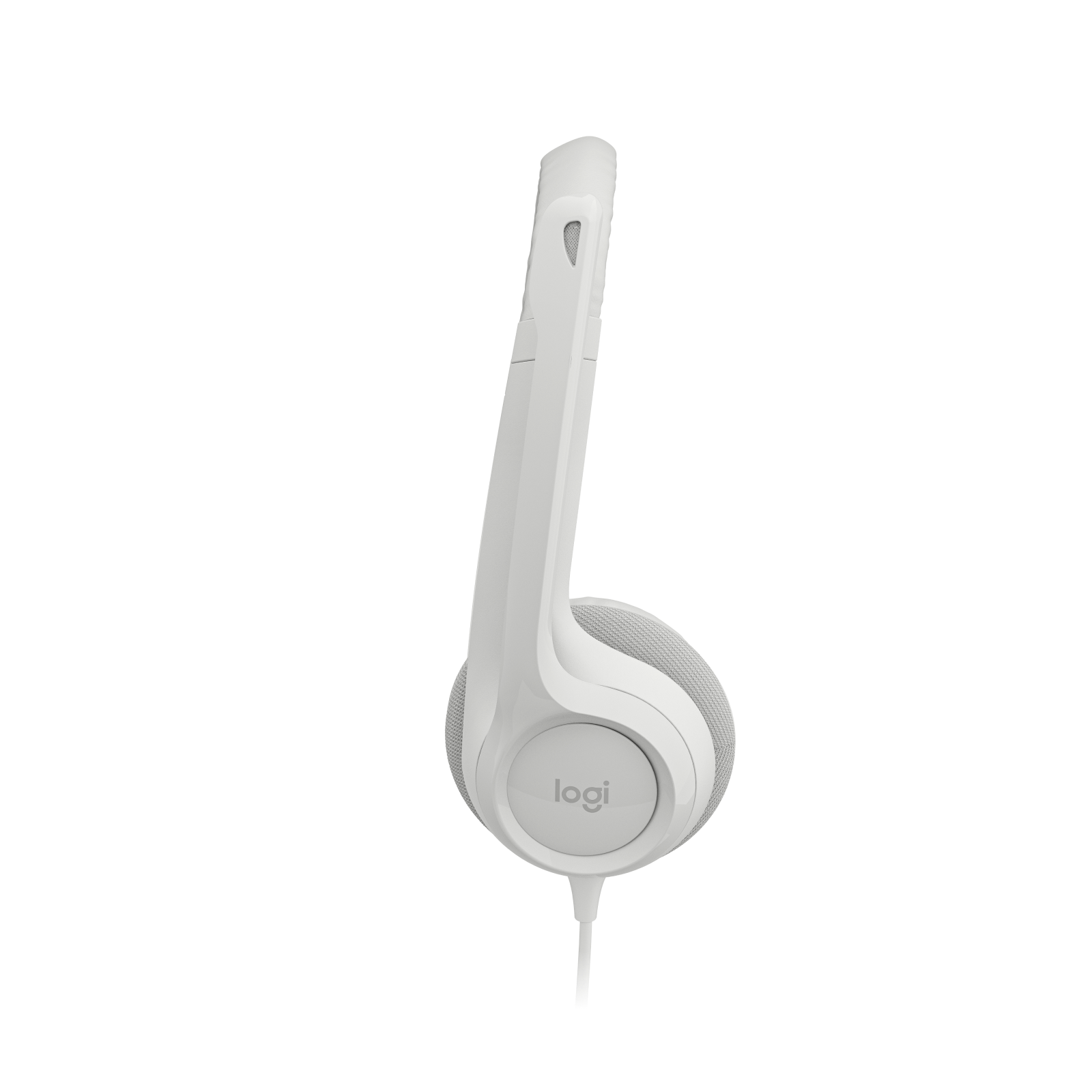 Logitech H390 USB Headset Off-White side profile with boom mic raised