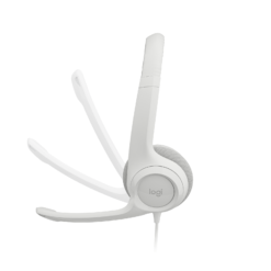 Logitech H390 USB Headset Off-White side view showing boom mic rotation