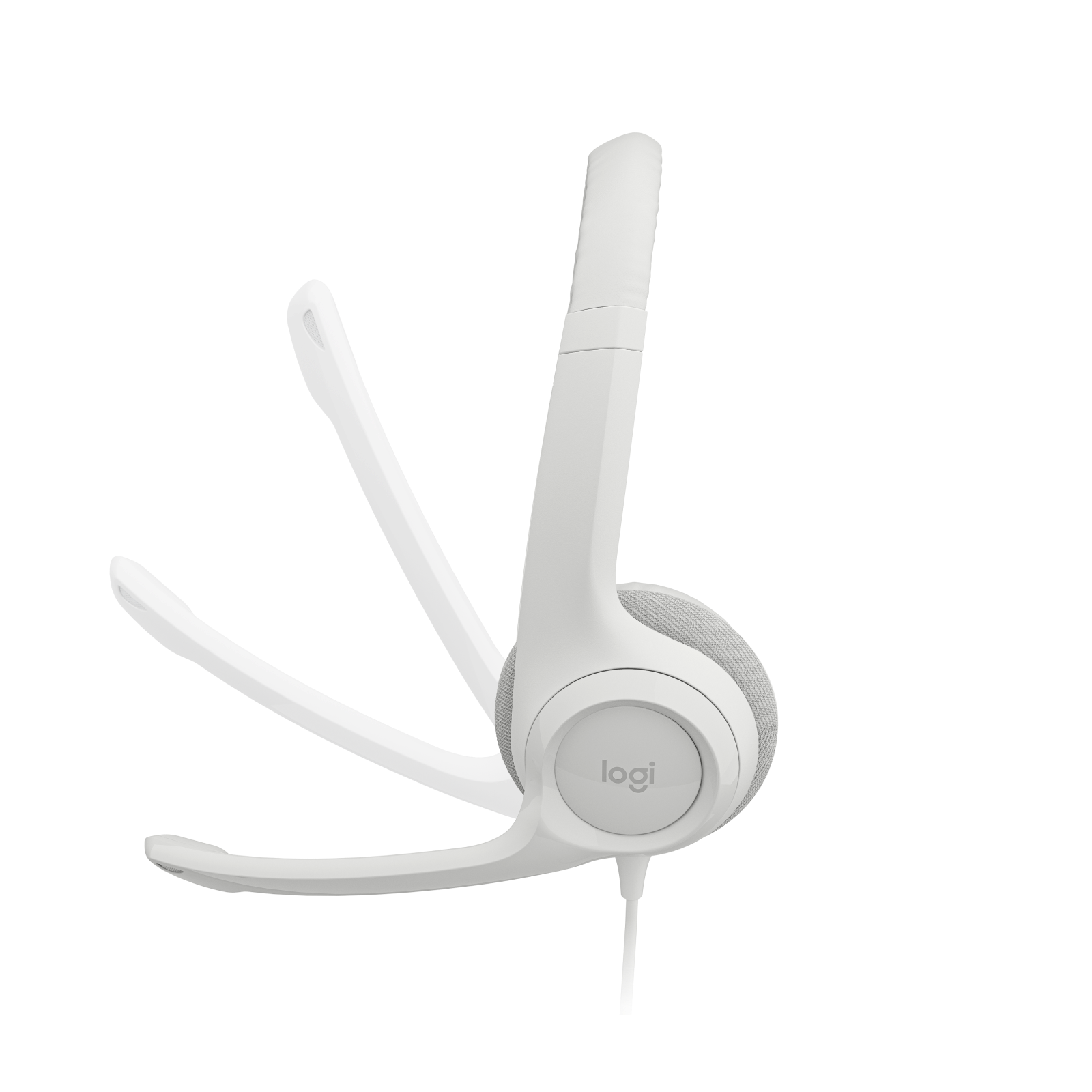 Logitech H390 USB Headset Off-White side view showing boom mic rotation