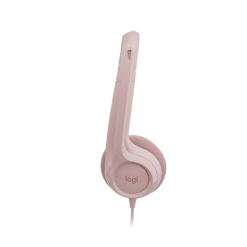 Logitech H390 USB Headset Rose side profile with boom mic raised