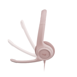 Logitech H390 USB Headset Rose side view showing boom mic rotation