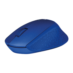 Logitech M330 Silent Plus Blue three-quarter view from the right