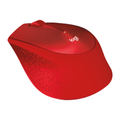 Logitech M330 Silent Plus Red three-quarter view from the left