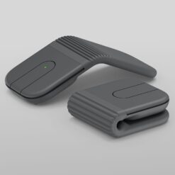 Logitech Mobi Fold mouse Graphite unfolded and folded side by side