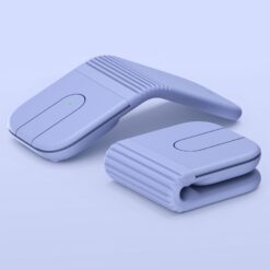 Logitech Mobi Fold mouse Lilac unfolded and folded side by side