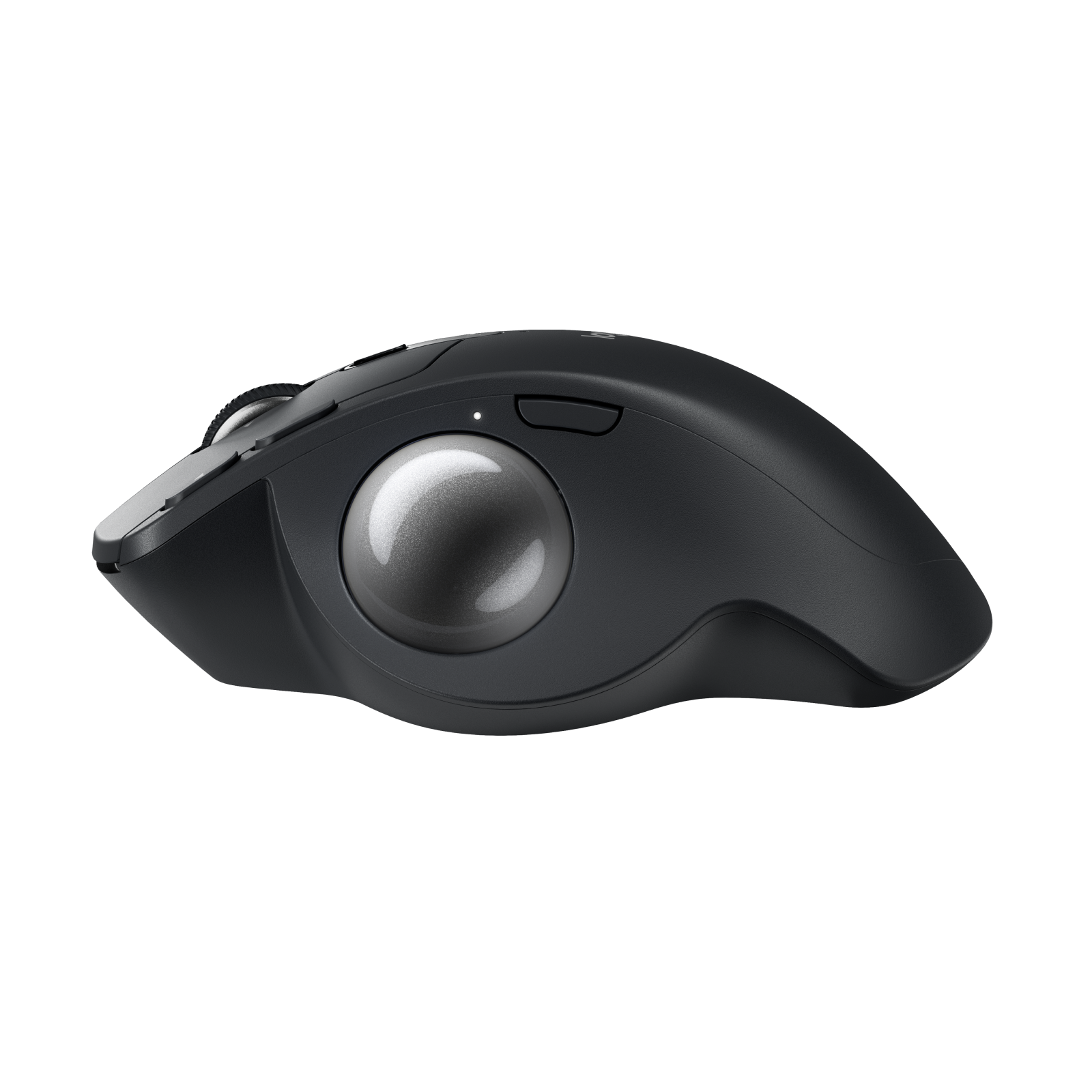 Logitech MX Ergo S Graphite side view from the thumb side with trackball