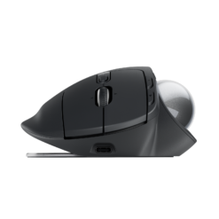 Logitech MX Ergo S Graphite side view on the metal base, flat