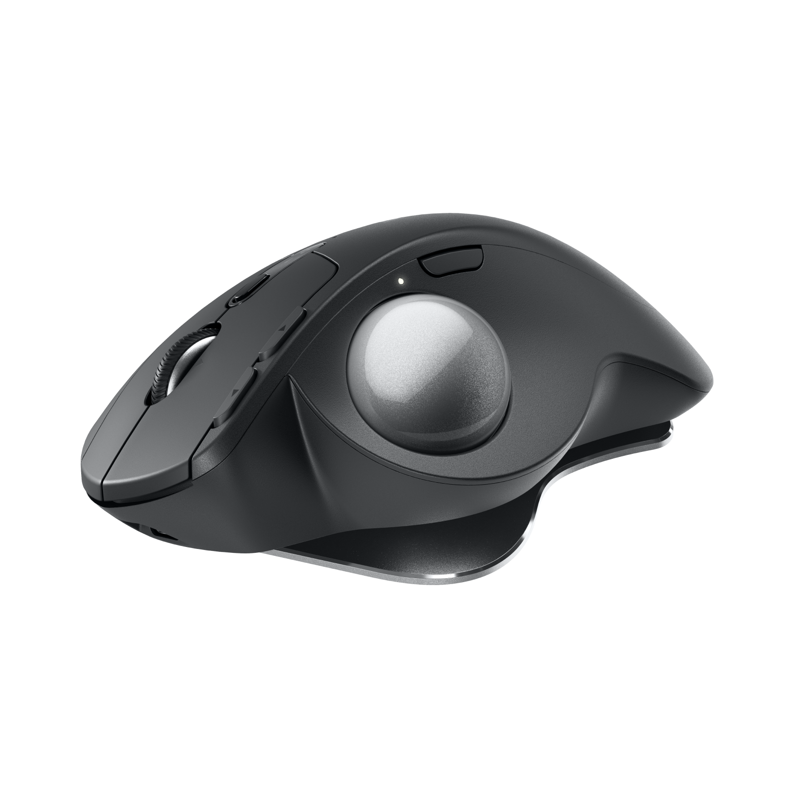 Logitech MX Ergo S Graphite three-quarter view with trackball