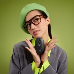 Logitech POP Wireless Mouse Graphite compact size in hand
