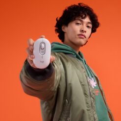 Logitech POP Wireless Mouse Off-White compact size in hand