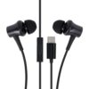 Xiaomi Piston Type-C earphones Black front view with in-line remote and USB-C plug