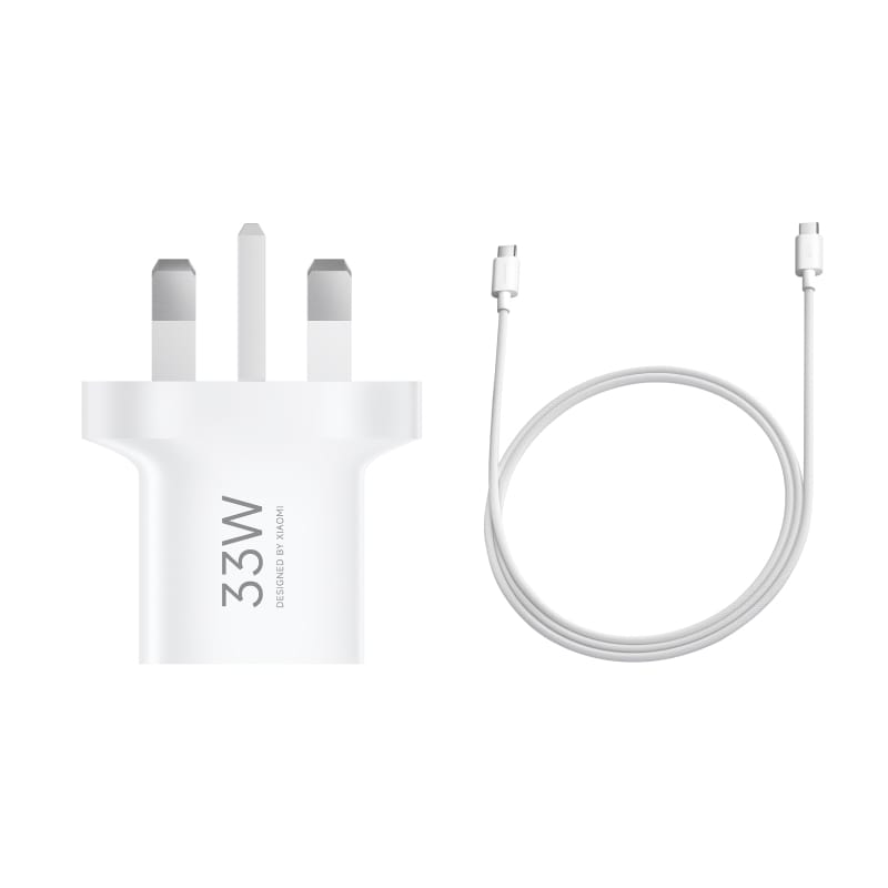 Xiaomi 33W Nano Power Adapter UK plug with 3A braided USB-C cable bundle