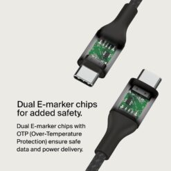Belkin BoostCharge USB-C to USB-C cable 240W 1m black dual E-marker chips with over-temperature protection